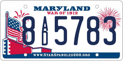 MD license plate 8AD5783