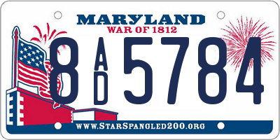 MD license plate 8AD5784