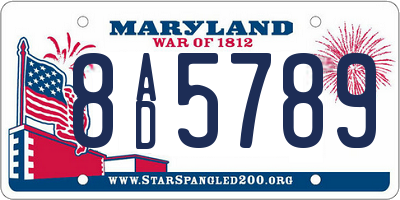 MD license plate 8AD5789