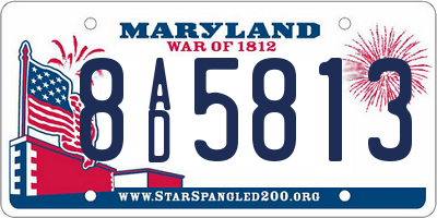 MD license plate 8AD5813