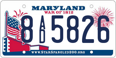 MD license plate 8AD5826