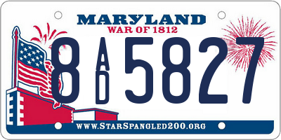 MD license plate 8AD5827