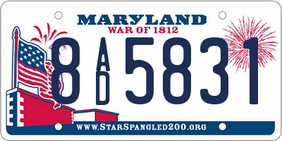 MD license plate 8AD5831