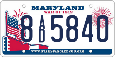 MD license plate 8AD5840