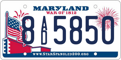 MD license plate 8AD5850