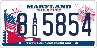 MD license plate 8AD5854