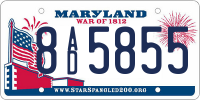 MD license plate 8AD5855