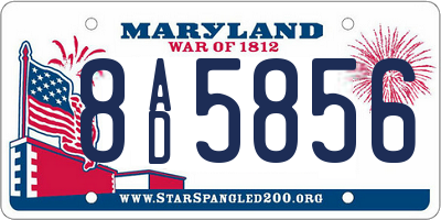 MD license plate 8AD5856