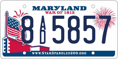 MD license plate 8AD5857