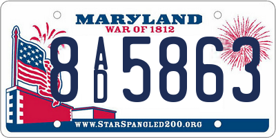 MD license plate 8AD5863