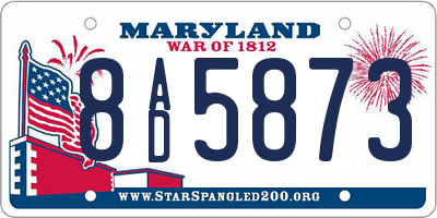 MD license plate 8AD5873
