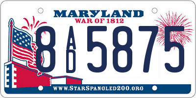 MD license plate 8AD5875