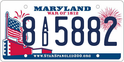 MD license plate 8AD5882