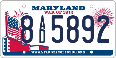MD license plate 8AD5892
