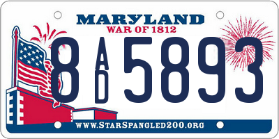 MD license plate 8AD5893