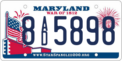 MD license plate 8AD5898