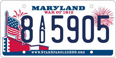 MD license plate 8AD5905