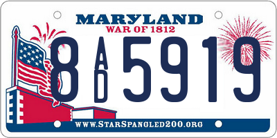 MD license plate 8AD5919