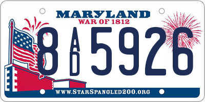 MD license plate 8AD5926