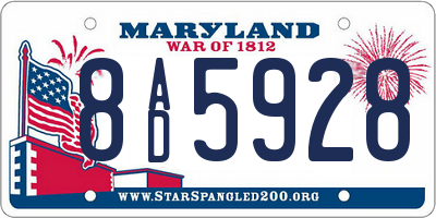 MD license plate 8AD5928