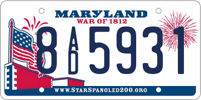 MD license plate 8AD5931