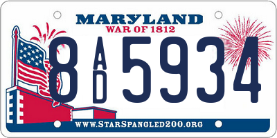 MD license plate 8AD5934