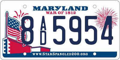 MD license plate 8AD5954