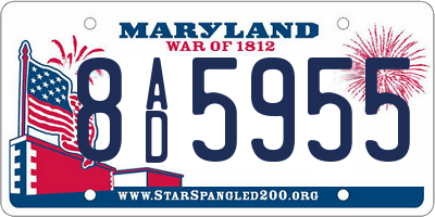 MD license plate 8AD5955