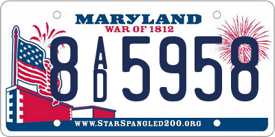 MD license plate 8AD5958