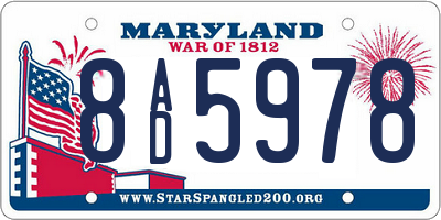 MD license plate 8AD5978