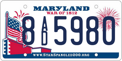 MD license plate 8AD5980