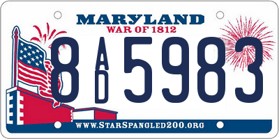 MD license plate 8AD5983