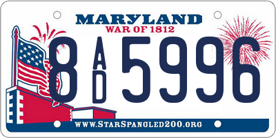MD license plate 8AD5996