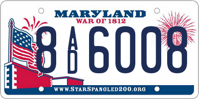 MD license plate 8AD6008