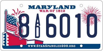 MD license plate 8AD6010