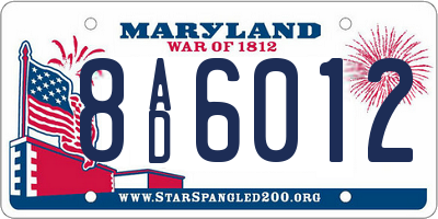 MD license plate 8AD6012