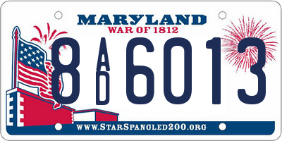 MD license plate 8AD6013