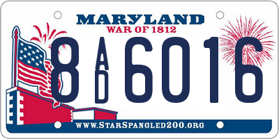 MD license plate 8AD6016