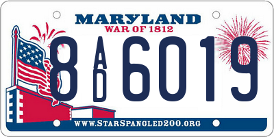 MD license plate 8AD6019