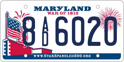 MD license plate 8AD6020