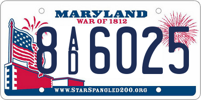 MD license plate 8AD6025