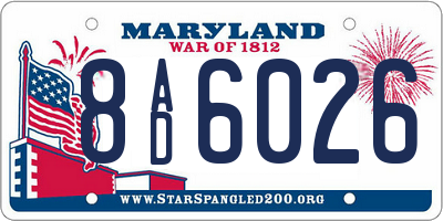 MD license plate 8AD6026