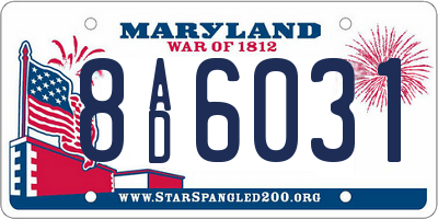 MD license plate 8AD6031