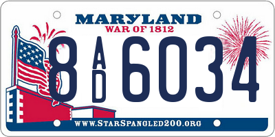 MD license plate 8AD6034