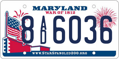 MD license plate 8AD6036