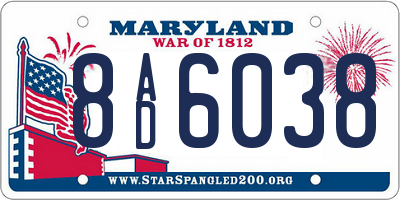 MD license plate 8AD6038