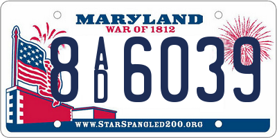 MD license plate 8AD6039