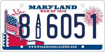 MD license plate 8AD6051