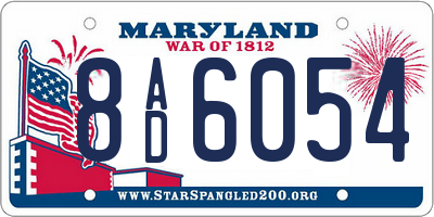 MD license plate 8AD6054