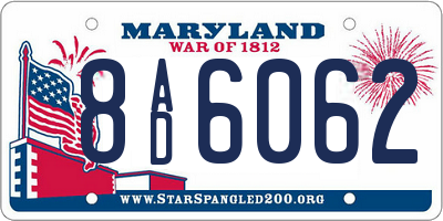 MD license plate 8AD6062